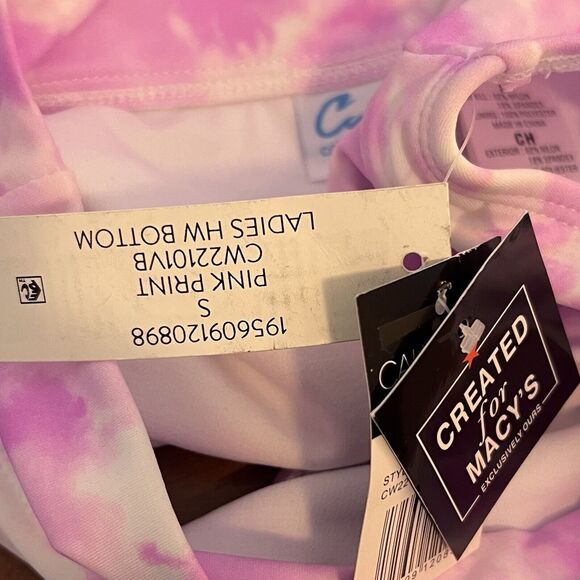 California Waves High Waisted Swimsuit Bottoms Size Small Pink White Tie Dye NEW - Picture 7 of 7